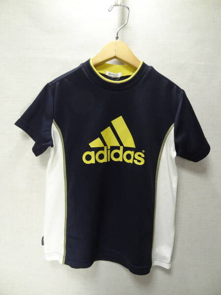 全国送料無料 アディダス adidas 子供服キッズ男の子 ポリエステル100%素材 サッカー等スポーツ 半袖 紺XマスタードX白 ゲームTシャツ 140