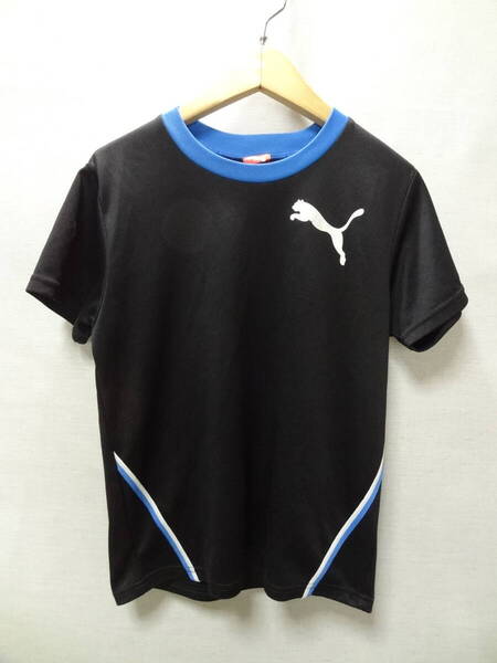 全国送料無料 プーマ PUMA 子供服キッズ男&女の子 ポリエステル100%素材 サッカー等 スポーツ 半袖 黒色 ゲームTシャツ 140
