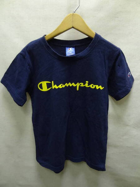 全国送料無料 チャンピオン Champion 子供服キッズ男&女の子 BIG ロゴプリント 半袖 綿100%素材 紺ネイビー色 Tシャツ 140