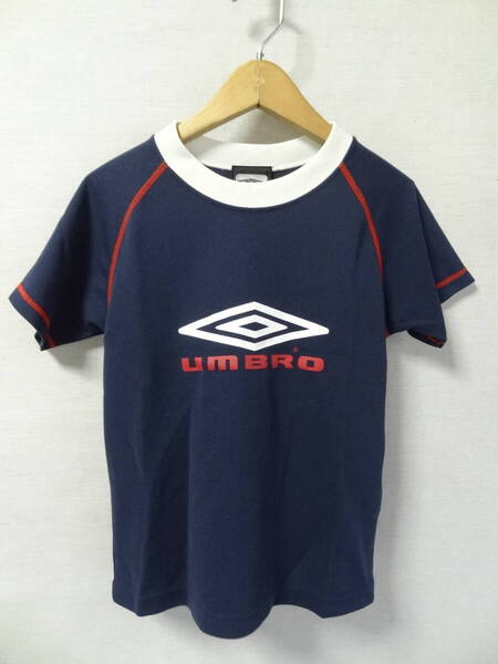 全国送料無料 アンブロ UMBRO 子供服キッズ男&女の子 サッカー等スポーツ 半袖 紺色 ポリエステル100%素材 ゲームTシャツ 130