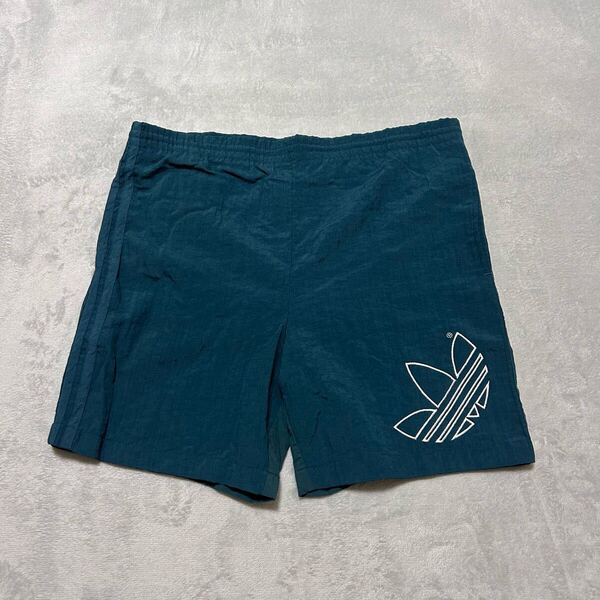 90s 80s adidas 万国旗 ハーフパンツ ナイロンパンツ 緑 S 古着