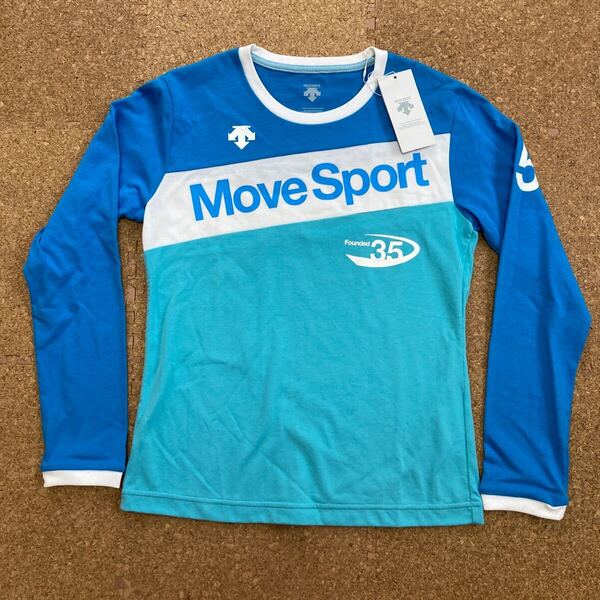 【未使用】デサント descent move sport ロングTシャツ 長袖シャツ Mサイズ レディース青 DESCENTE 半袖Tシャツ