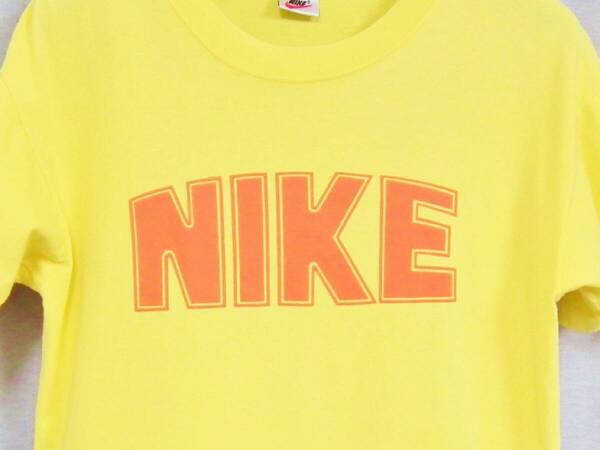 ◆ワケアリ格安◆90s 白タグ カマボコ ロゴ ヴィンテージ Tシャツ レモンイエロー old NIKE オールド ナイキ ゴツ 風車