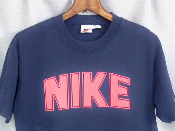 ◆90s 白タグ カマボコ ロゴ ヴィンテージ Tシャツ ネイビー old NIKE オールド ナイキ ゴツ 風車