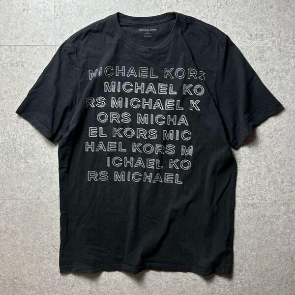 MICHAEL KORS マイケル・コース 半袖Tシャツ ロゴプリント モノトーン モード 韓国風 黒 ブラック L