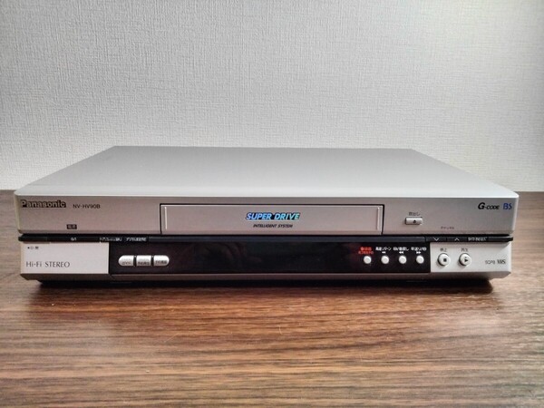 【送料無料】Panasonic/パナソニック・VHSビデオデッキ・NV-HV90B/取説、リモコン付属