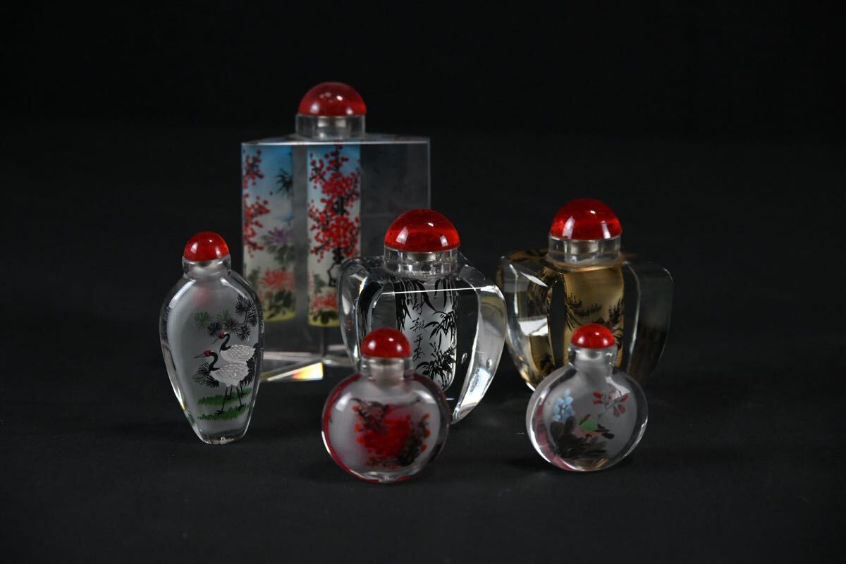 ♦中国 古玩 古美術品 ガラス絵 化粧入 蓋付き瓶 壺 化粧道具 鼻煙壺 骨董品 中国古美術品 鼻煙壷 古月軒 落款 - メルカリ