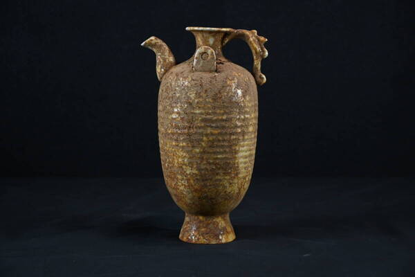 古陶磁 注口壺 骨董品 古美術 花入れ 茶道具 中国陶器 一点物 オブジェ 焼締風 民藝風 花器 茶席 壺型 花瓶 茶空間 素焼調 和骨董 装飾陶器