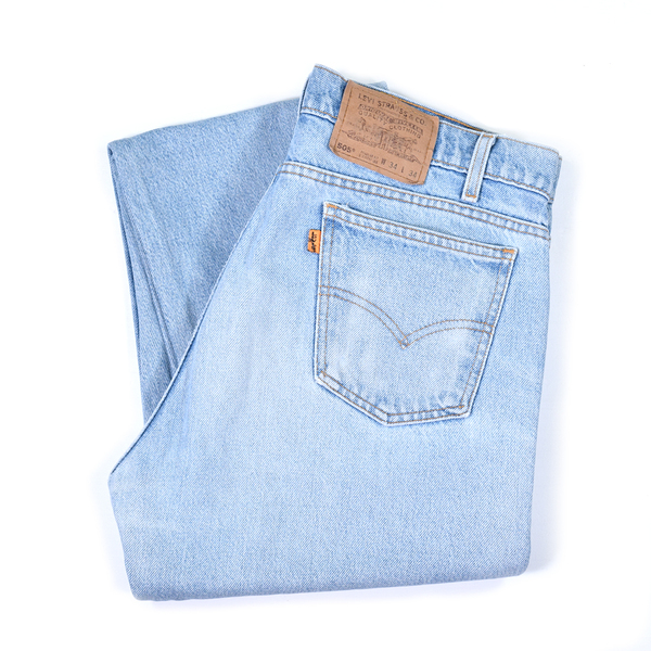 【送料無料】90s リーバイス 505 メキシコ製 ストレート アイスブルー ジーンズ デニムパンツ W34 Levis ジーパン 古着 @EA9144