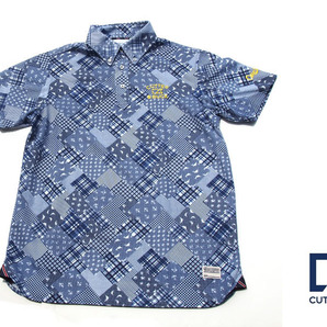 送料無料★【中古】カッター&バック|cutter&buck|パッチワーク柄プリント半袖ポロシャツ|メンズゴルフウェア|CBM2710|L