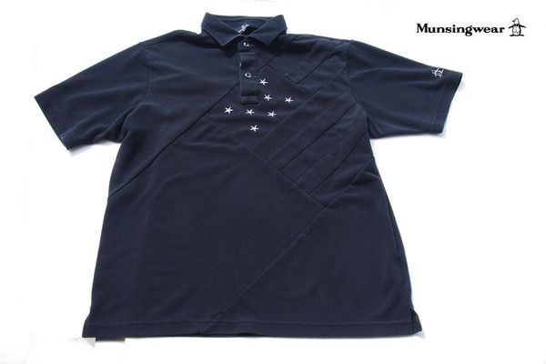【6月末限定セール】送料無料★【中古】マンシングウェア|Munsingwear|メンズ刺繍入り半袖ポロシャツ|LL