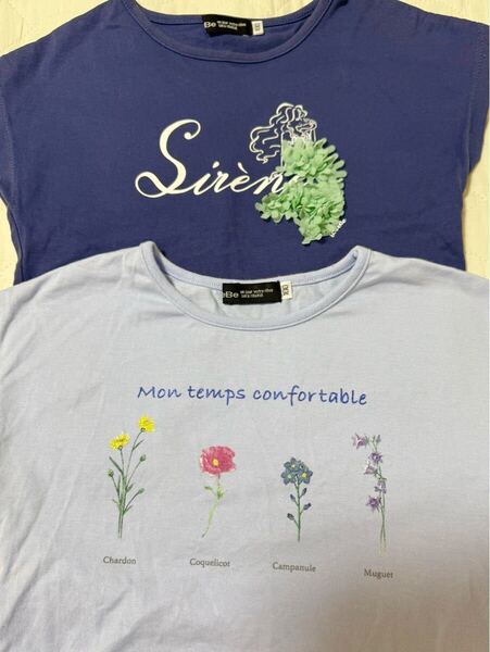 bebe/べべ/カットソーセット/まとめ売り/Tシャツ/サイズ100/女の子/マーメイド/花柄/プリントTシャツ/綿100