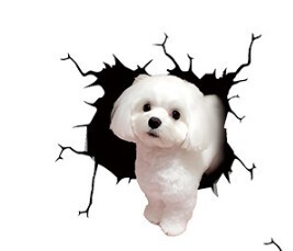 犬 ステッカー カーステッカー シール おもしろ 立体 車 新品 ウォールステッカー 3D 可愛い マルチーズ