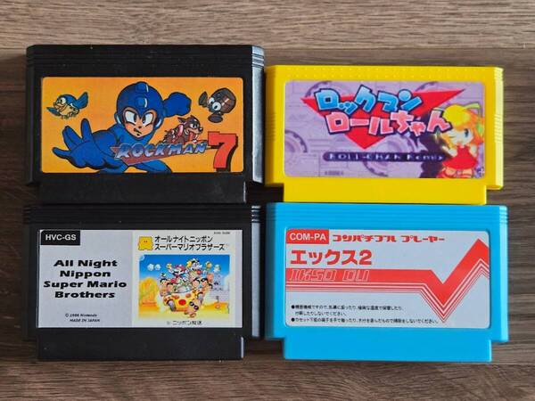全4本 一部起動未確認 海外 ロックマン オールナイトニッポン スーパーマリオブラザーズ ロールちゃん ファミコン FC レトロ ゲーム 任天堂