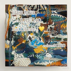 完売希少!極美品◆ エルメス カレジェアン カシミヤシルク 大判ストール カレ140 カシシル 自由に En Liberte ! ヴェールグリーン 犬