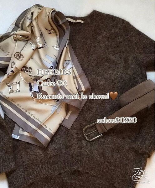 希少カラー!人気柄未使用◆ エルメス 大判 スカーフ ストール カレ 90 シルク 100% お馬の話をして Raconte moi le cheval 木馬