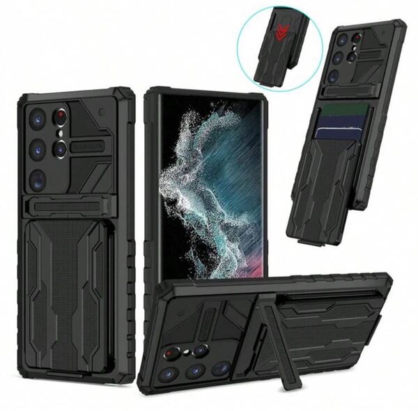 新品 iPhone14用 耐衝撃カードケース ブラック クレカ カード収納 スマホ ウォレット