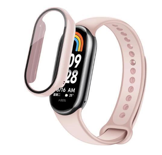 Xiaomi Smart Band 8 ピンク カバー フィルム一体型 ケース 交換 ケース 保護ケース 液晶画面保護 スマートウォッチ ケース