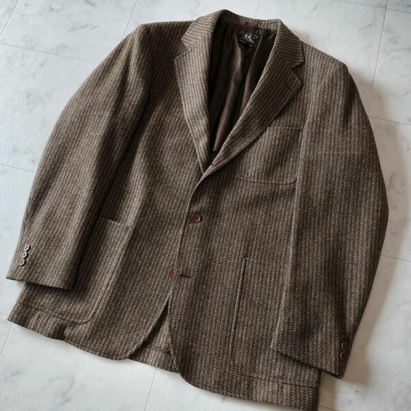美品 RRL 90s ウールヘリンボーンスポーツコート M テーラードジャケット メンズ ダブルアールエル SPORTS COAT ブラウン ラルフローレン
