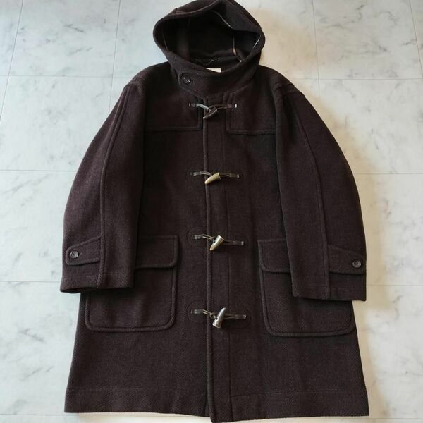 モンゴメリー 希少カラーダークブラウン ウール100%ヘリンボーンロングダッフルコート MONTGOMERY MITSUMINE別注 英国製 Tibbett社 メンズ
