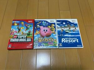 任天堂 Wii用 スーパーマリオWii・星のカービィWii・Wiiスポーツリゾート ソフト3本セット 送料無料