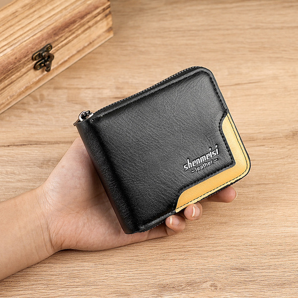 ラウンドファスナーメンズ財布、ウォレット メンズ財布 大人気 財布 高級感、新品*当日発送(ブラック)