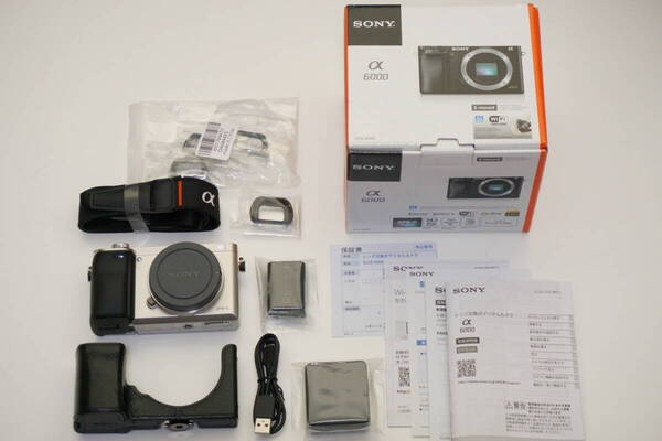 SONY α6000 ボディ シルバー フラッシュ内蔵 極上品 キズヨゴレ皆無 シャッター1500回 完全動作品 純正ボディケース付 ワンオーナー品