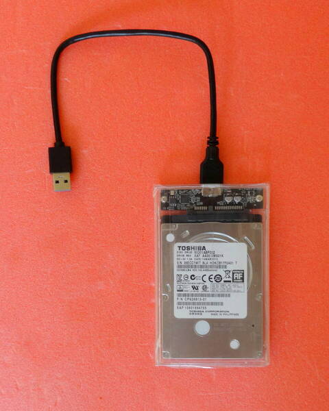 USB3.0 透明 2.5インチHDD,SSD外付けHard Disk ケース(新品)+HDD320GB(Toshiba中古)