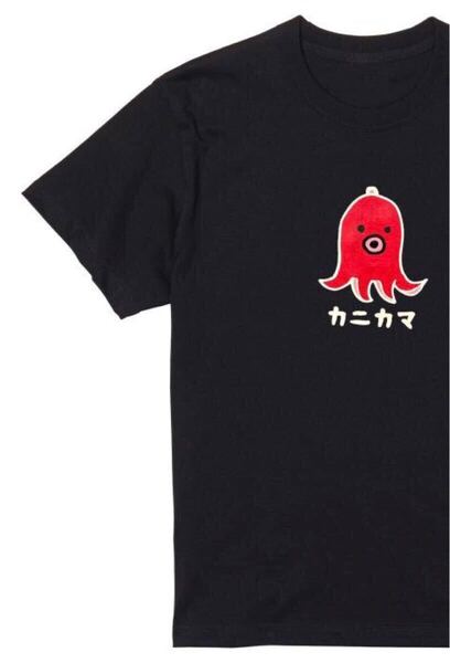 送料込み カニカマ たこウインナー Tシャツ 半袖 黒XLサイズ 大阪名物 なんでやねん ギャグ ネタ ウケ狙い パロディ おもしろ プリント
