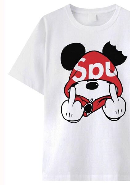 送料込み パロディ 半袖 Tシャツ SPU 白Mサイズ ストリート カジュアル 男女兼用 ユニセックス ペアルック
