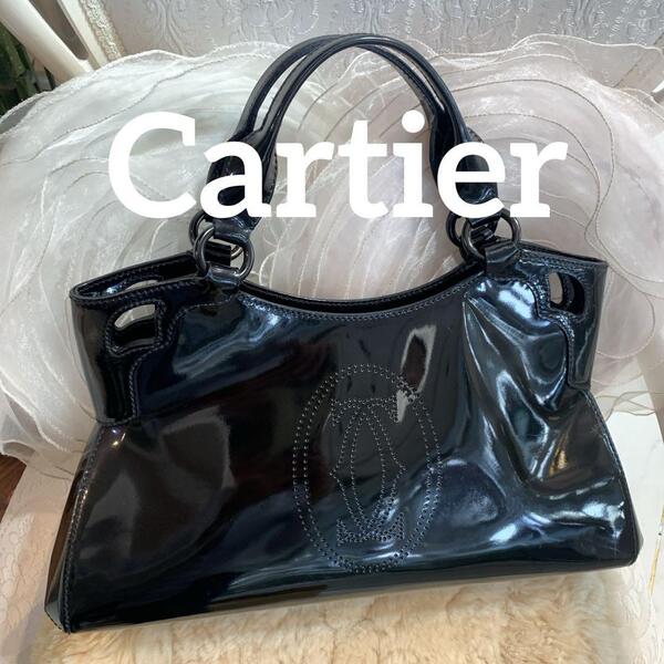 ☆美品☆Cartier マルチェロ ドゥ カルティエ ハンドバッグ パテント 黒