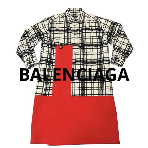 ☆美品☆BALENCIAGA ウール ロングコート チェック柄 ユニセックス