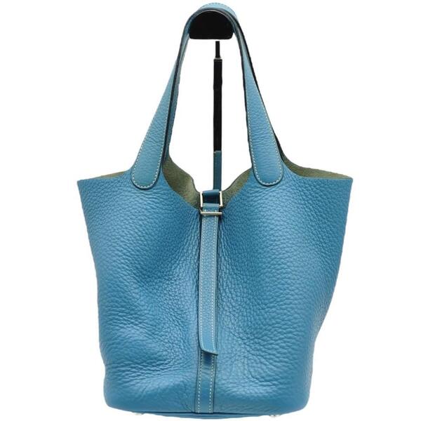HERMES エルメス 美品 ピコタンMM ブルージーン ハンドバッグ □L刻印