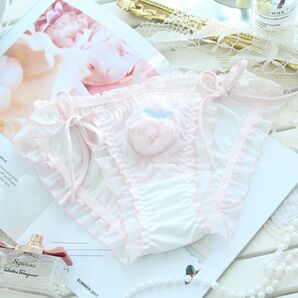 【送料無料・匿名発送】新品!レースアップひもショーツ ヒモショーツ 綿系 パンティ 婦人肌着 女性下着 セクシー Mサイズ ピンク(a300)