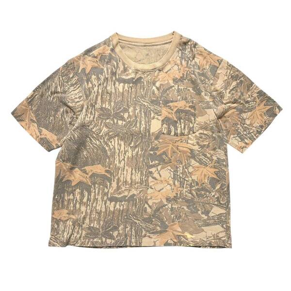 【XL】90s USA製 リアルツリー 迷彩 カモフラ Tシャツ シングルステッチ ヴィンテージ ベージュ