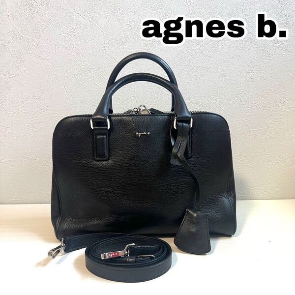agnes b. アニエスベー ハンドバッグ ショルダー 2way 黒 レザー