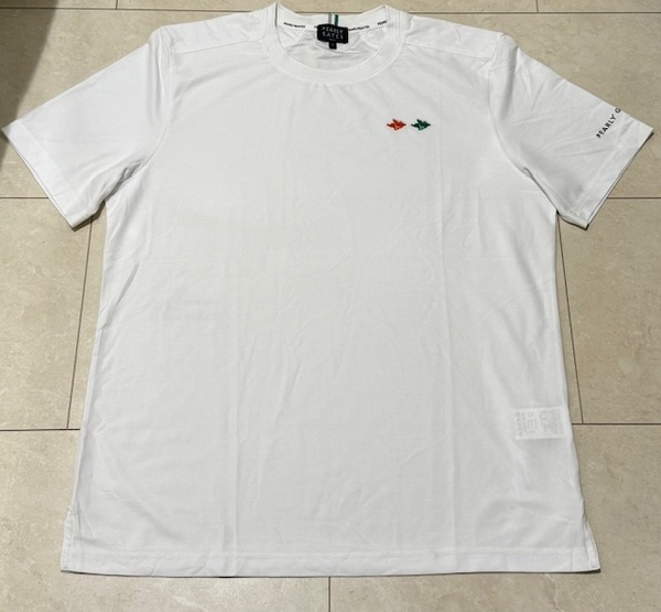 ・未使用 正規品・PEARLY GATES パーリーゲイツ PGプリント 吸汗速乾 ストレッチTシャツ ホワイト 5号 Lサイズ
