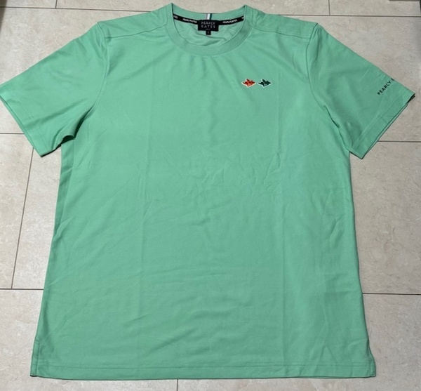 ・未使用 正規品・PEARLY GATES パーリーゲイツ PGプリント 吸汗速乾 ストレッチTシャツ ミントグリーン 5号 Lサイズ
