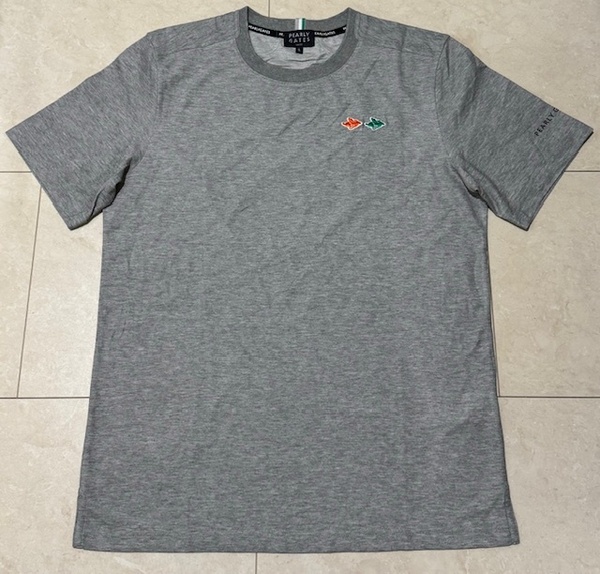 ・未使用 正規品・PEARLY GATES パーリーゲイツ PGプリント 吸汗速乾 ストレッチTシャツ グレー 4号 Mサイズ