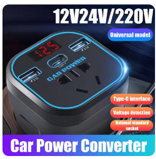 車載 DC AC 電源インバーター 12V/24V 100 V コンバータ Type-C 多機能充電器ソケット 3.1A