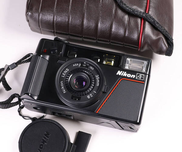 動作確認済 Nikon ニコン ピカイチ L35 AF フィルム コンパクトカメラ 35㎜ F2.8 キャップ ケース付き レトロ 昭和【CM209】