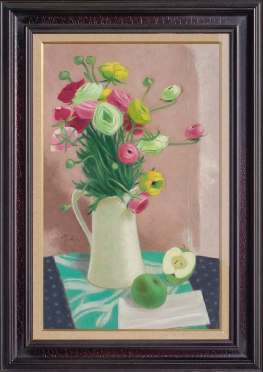 真作】絵画 ロナルド・グレッグ 油彩8号 アルデシュの花 箱・黄