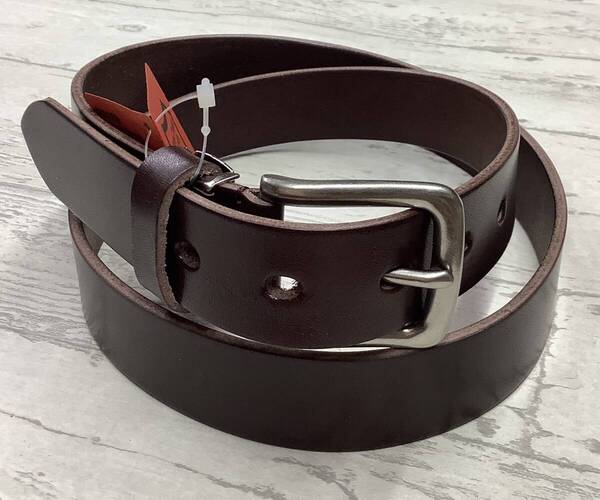 目玉品★新品未使用NO,MAR07 ★チョコ色 ★栃木レザー★ オイル高級ベルト★ 牛革 30mm ピンバックル ブラック ウエスト95cmまで
