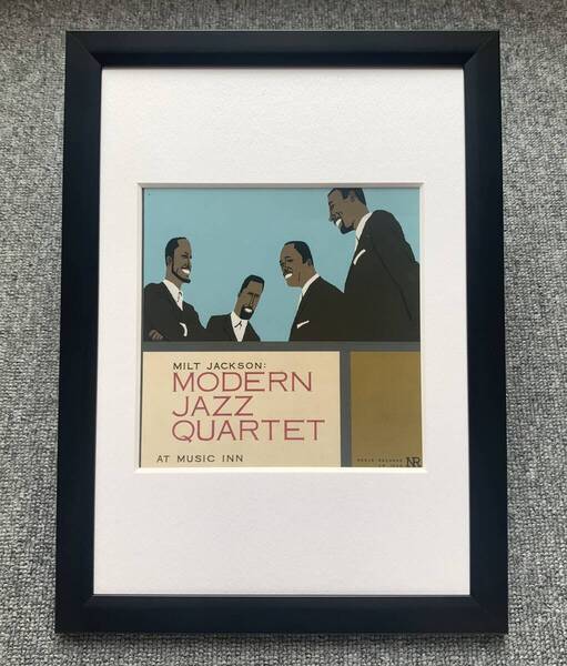 ■和田誠 『MODERN JAZZ QUARTET』A4サイズ 額入り 貴重イラスト 印刷物 ポスター風デザイン 額装品 アートフレーム インテリア ジャズ