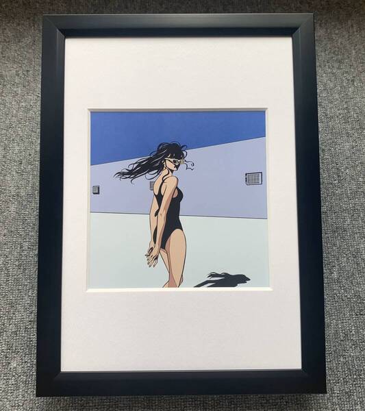 ■江口寿史『DYE IT BLUE』A4サイズ 額入り 貴重イラスト 印刷物 ポスター風デザイン 額装品 アートフレーム インテリア