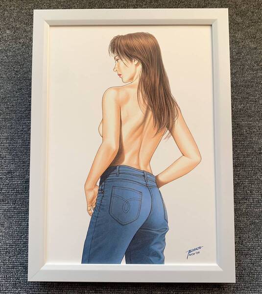 ■北条司『Parrot<1>』A4サイズ 額入り 貴重イラスト 印刷物 ポスター風デザイン 額装品 アートフレーム インテリア
