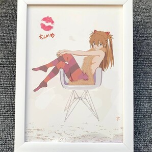 ■ 額装品 エヴァンゲリオン『アスカ B』2L判 額入り 貴重イラスト 印刷物 ポスター風デザイン 額装品 アートフレーム インテリア 美女