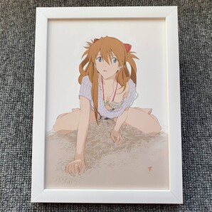 ■ 額装品 エヴァンゲリオン『アスカ A』2L判 額入り 貴重イラスト 印刷物 ポスター風デザイン 額装品 アートフレーム インテリア 美女