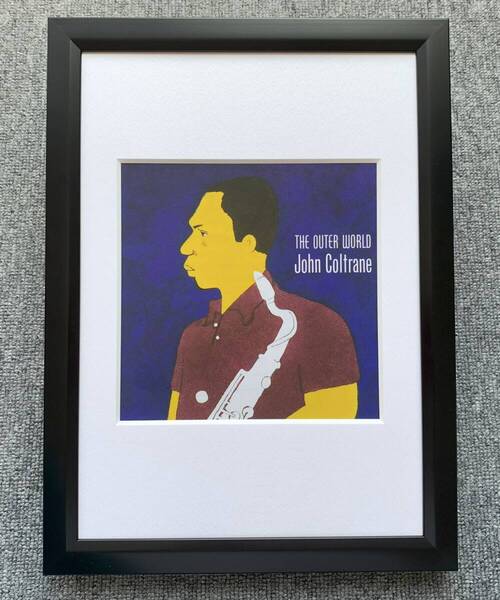 ■和田誠 『John Coltrane』A4サイズ 額入り 貴重イラスト 印刷物 ポスター風デザイン 額装品 アートフレーム インテリア ジャズ