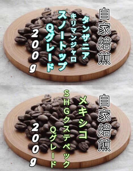 【タンザニア】AAスノートップ【メキシコ】SHGクステペック 自家焙煎コーヒー豆 各200g(自家焙煎 コーヒー豆 コーヒー)